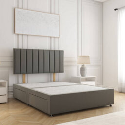 Bsspoke Aria Divan Bed Set Grey Plush Velvet With 24Inch Headboard No Mattress No Drawers In Single Double King 4Ft 6Ft - thumbnail 1