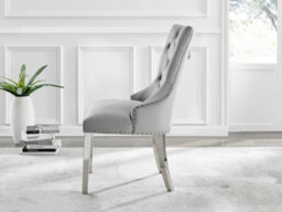 Furniturebox Uk Novara White High Gloss Round Dining Table & 4 Grey Belgravia Chairs - thumbnail 9