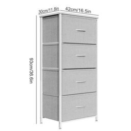 White 4 Drawer Fabric Chest Of Drawers - thumbnail 2