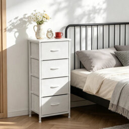 White 4 Drawer Fabric Chest Of Drawers - thumbnail 5