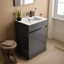 Ideal Standard Eurovit+ 600mm Floor Standing Vanity Unit With 2 Doors In Mid Grey - thumbnail 3