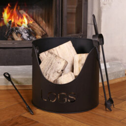Dibor Traditional Stag Fire Screen Fireguard H68Cm X W53Cm With Country Logs Bucket With Poker And Tongs - thumbnail 3