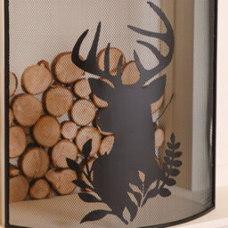 Dibor Traditional Stag Fire Screen Fireguard H68Cm X W53Cm With Country Logs Bucket With Poker And Tongs - thumbnail 4
