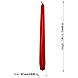 "SolaDirect Tapered Dinner Candles, Pack Of 10, Unscented, Long Burning Time, 24 Cm / 19.45"" (Red, Metallic)" - thumbnail 3