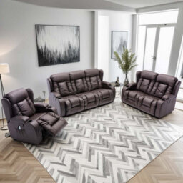 More4Homes Caesar Manual Recliner Bonded Leather 1+2+3 Seater Sofa Set (Brown)