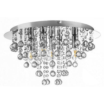 Luminosa Lighting Luminosa London 46Cm Ceiling Light Chrome Acrylic Crystal Clear 5X E14 - image 1