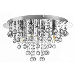 Luminosa Lighting Luminosa London 46Cm Ceiling Light Chrome Acrylic Crystal Clear 5X E14 - thumbnail 1