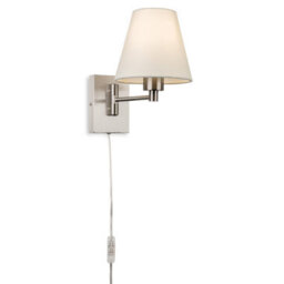 Luminosa Lighting Luminosa Firstlight Plug-In Wall Light Switched Brushed Steel With Cream Shade 1Xe27
