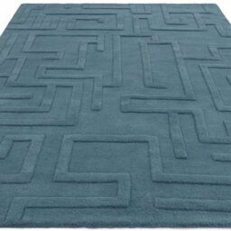 Handmade Modern Teal Abstract Wool Easy To Clean Rug For Living Room & Bedroom-200Cm X 290Cm - thumbnail 4