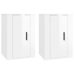Berkfield Wall Mounted Tv Cabinets 2 Pcs High Gloss White 40X34.5X60 Cm - thumbnail 2