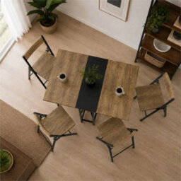Dark Oak 5 Piece Folding Dining Table And Chairs Set Drop Leaf Space Saving Small Kitchen - thumbnail 2