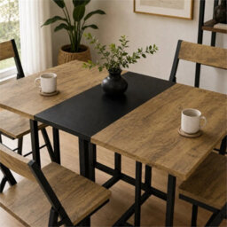 Dark Oak 5 Piece Folding Dining Table And Chairs Set Drop Leaf Space Saving Small Kitchen - thumbnail 4