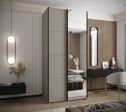 Arte Trosa Iii Cashmere Mirrored Sliding Door Wardrobe W1000mm H2450mm D640mm With Black Steel Handles - thumbnail 2