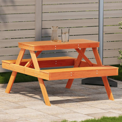 Walplus Outdoor Picnic Table Wax Brown 105X134X75 Cm Solid Wood Pine - image 1