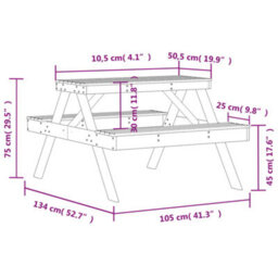 Walplus Outdoor Picnic Table Wax Brown 105X134X75 Cm Solid Wood Pine - thumbnail 9