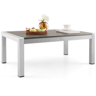 Gainoom Aluminum Patio Coffee Table Garden Modern Rectangular Cocktail Table Metal Frame - image 1
