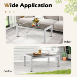 Gainoom Aluminum Patio Coffee Table Garden Modern Rectangular Cocktail Table Metal Frame - thumbnail 6