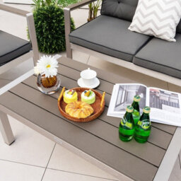 Gainoom Aluminum Patio Coffee Table Garden Modern Rectangular Cocktail Table Metal Frame - thumbnail 7