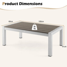 Gainoom Aluminum Patio Coffee Table Garden Modern Rectangular Cocktail Table Metal Frame - thumbnail 2
