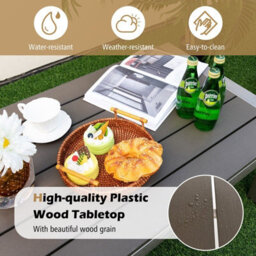 Gainoom Aluminum Patio Coffee Table Garden Modern Rectangular Cocktail Table Metal Frame - thumbnail 4