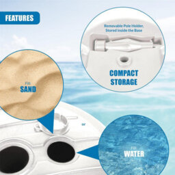 Geezy Parasol Base 13L White Plastic Umbrella Stand Water Sand Beach Terrace Outdoor - thumbnail 5