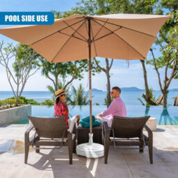 Geezy Parasol Base 13L White Plastic Umbrella Stand Water Sand Beach Terrace Outdoor - thumbnail 4