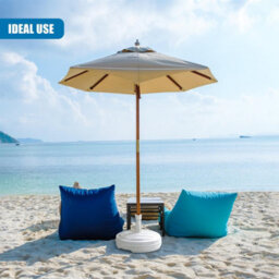 Geezy Parasol Base 13L White Plastic Umbrella Stand Water Sand Beach Terrace Outdoor - thumbnail 2