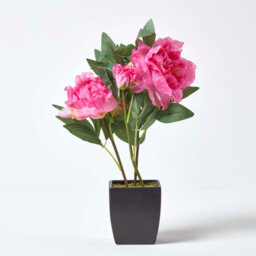 Homescapes Artificial Pink Handcrafted Peonies In Decorative Black Pot, 48 Cm - thumbnail 2