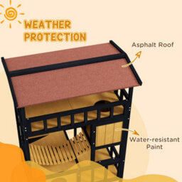 Pawhut Outdoor Cat House W/ Suspension Bridge, Houses, Balcony - thumbnail 5
