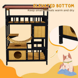 Pawhut Outdoor Cat House W/ Suspension Bridge, Houses, Balcony - thumbnail 7