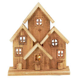 Urbn-Living Urbnliving Led Wooden Light Up Christmas House Battery Operated Ornament With Timer, Festive Winter Village Décor For Home Displ - thumbnail 6