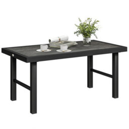 Outsunny Garden Coffee Table With Spc Woodgrain Tabletop, Dark Grey - thumbnail 2