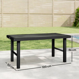 Outsunny Garden Coffee Table With Spc Woodgrain Tabletop, Dark Grey - thumbnail 3