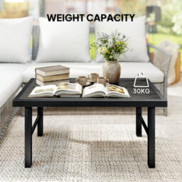 Outsunny Garden Coffee Table With Spc Woodgrain Tabletop, Dark Grey - thumbnail 6