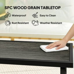 Outsunny Garden Coffee Table With Spc Woodgrain Tabletop, Dark Grey - thumbnail 4