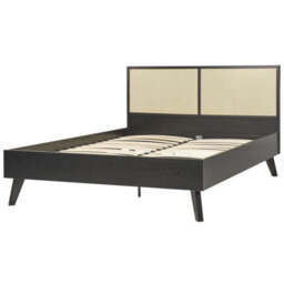 Beliani Bed Rattan Monpazier 140 X 200 Cm (Eu Double) Black - thumbnail 5