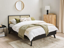 Beliani Bed Rattan Monpazier 140 X 200 Cm (Eu Double) Black - thumbnail 2