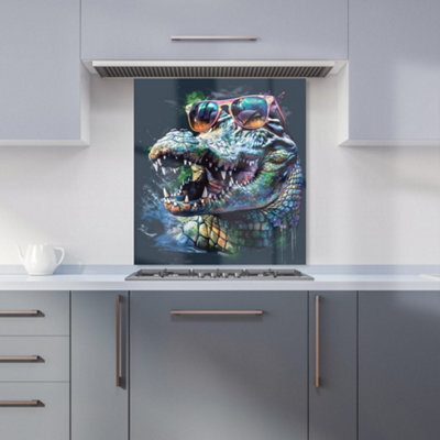 Warren Reed Designer Crocodile In Glasses Splashart Kitchen Splashback - image 1