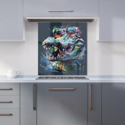 Warren Reed Designer Crocodile In Glasses Splashart Kitchen Splashback - thumbnail 1