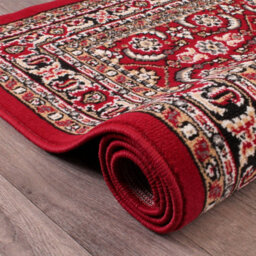 Red Traditional Floral Bordered Rug Easy To Clean Dining Room-80Cm X 150Cm - thumbnail 3