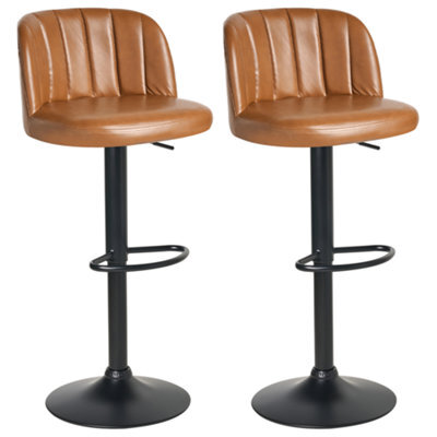 Beliani Set Of 2 Bar Stools Vlore Swivel Faux Leather Brown - image 1