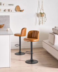 Beliani Set Of 2 Bar Stools Vlore Swivel Faux Leather Brown - thumbnail 2