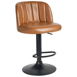 Beliani Set Of 2 Bar Stools Vlore Swivel Faux Leather Brown - thumbnail 6