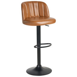 Beliani Set Of 2 Bar Stools Vlore Swivel Faux Leather Brown - thumbnail 4