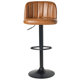 Beliani Set Of 2 Bar Stools Vlore Swivel Faux Leather Brown - thumbnail 7