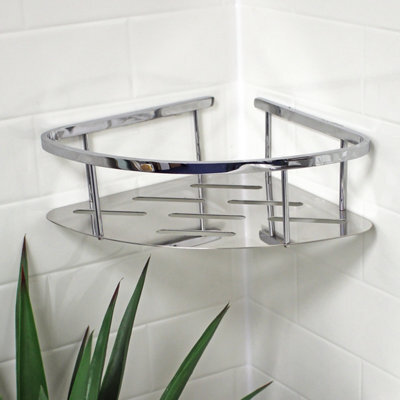 Showerdrape Contempo Wall Mounted Stainless Steel Chrome Large Basket - image 1