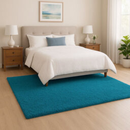 Uetian Luxury Teal Blue Shaggy Rug 5Cm Dense Pile Soft Carpet For Living Room & Bedroom (160X230) - thumbnail 5