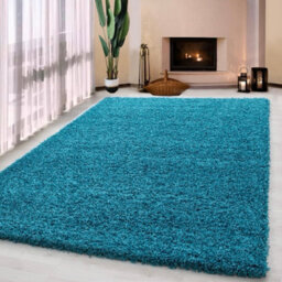 Uetian Luxury Teal Blue Shaggy Rug 5Cm Dense Pile Soft Carpet For Living Room & Bedroom (160X230) - thumbnail 1