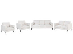 Beliani Modern Beige Fabric Living Room Set With Iron Legs, 3-Seater, 2-Seater And Armchairs - thumbnail 3