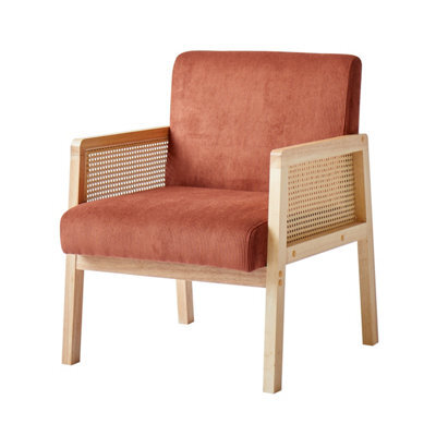 Nordlys Ood Lounge Chair In Rattan And Corduroy Terracotta Countryside Style Living Room